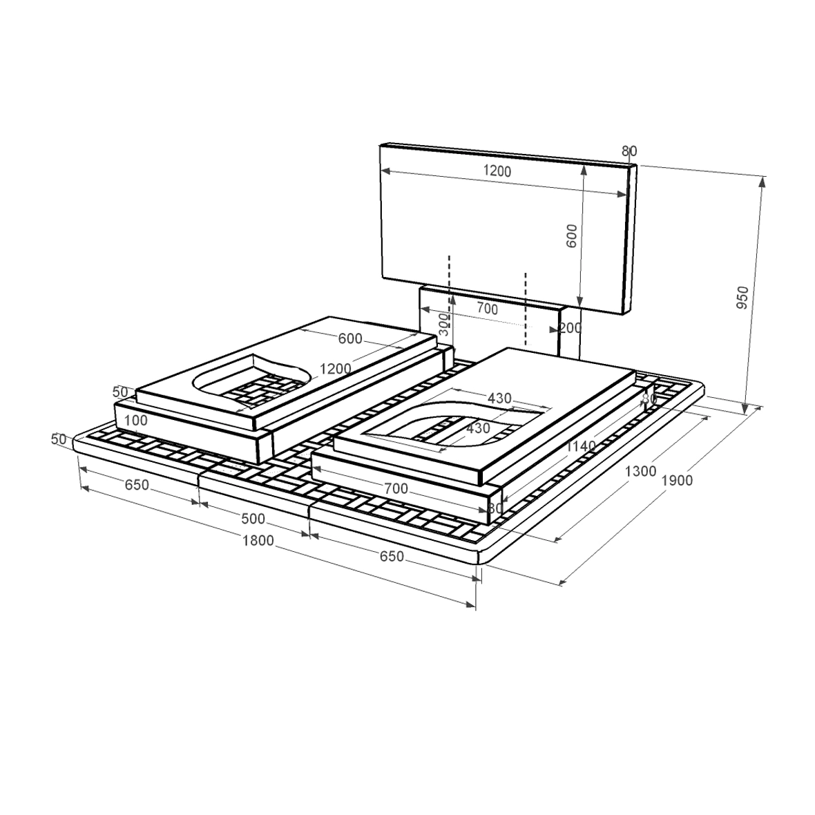 Розміри Гранітний пам'ятник з листом різьблена робота подвійний із чорного граніту Коростишів к22-kor-npf-60-120-08-001-pbd3