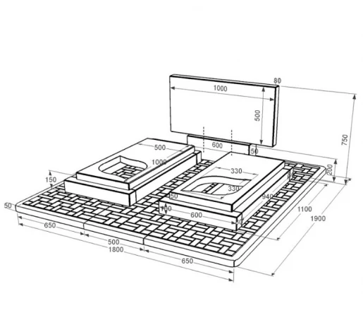 Размеры Гранитный камень на могилу среднего размера двойной из черного гранита Коростышев с листом резная работа к22-kor-pf-50-100-08-001-pbd2