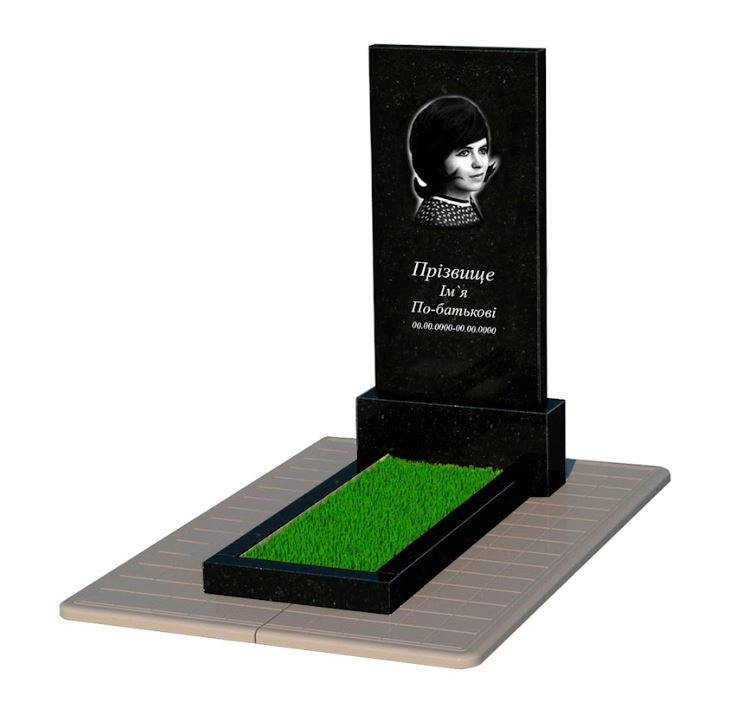 Основне Гранітний пам'ятник для могили одинарний із чорного граніту Коростишів без різьблених робіт к1-kor-pf-120-60-08-001-pbd3