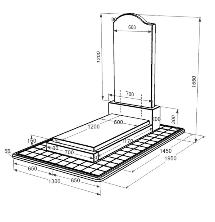 Розміри Гранітна плита на могилу з гробницею одинарна із чорного граніту Коростишів з хвилею різьблена к12-kor-npf-120-60-08-011-l-pbd3