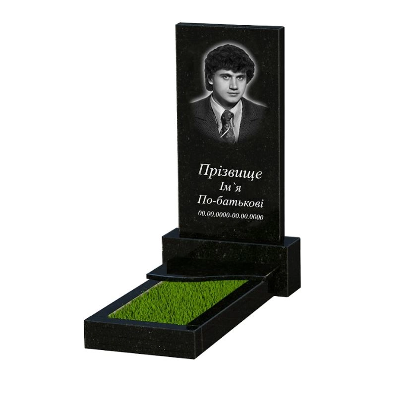 Основне Пам'ятник із граніту стела  80x40 см одинарний із чорного граніту Коростишів без різьблених робіт к3-kor-pf-80-40-05-001