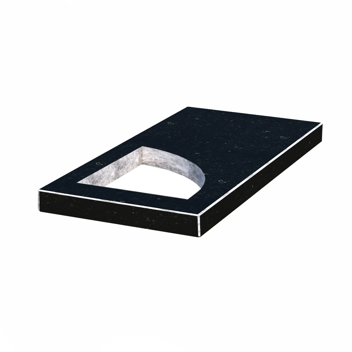 Основне Надгробна плита з вирізаним куточком 800x400x50 з граніту плита Куточок із неполірованими фасками з полірованими торцями Коростишівського кар'єру ліві pl-kor-npf-pt-80-40-05-KUT-l