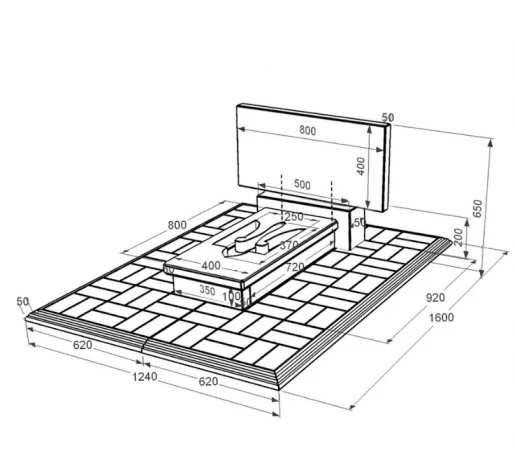 Размеры Гранитный памятник горизонтальный одинарный из черного гранита Коростышев с Трезубом вырезанным к8-kor-pf-40-80-08-001-pbd1