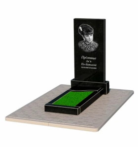 Основное Памятник из гранита прямоугольный одинарный из черного гранита Коростышев с волной резной к4-kor-npf-100-50-08-001-pbd2