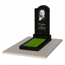 Памятник на кладбище из гранита с волной резной одинарный из черного гранита Коростышев к2-kor-pf-100-50-08-011-r-pbd2