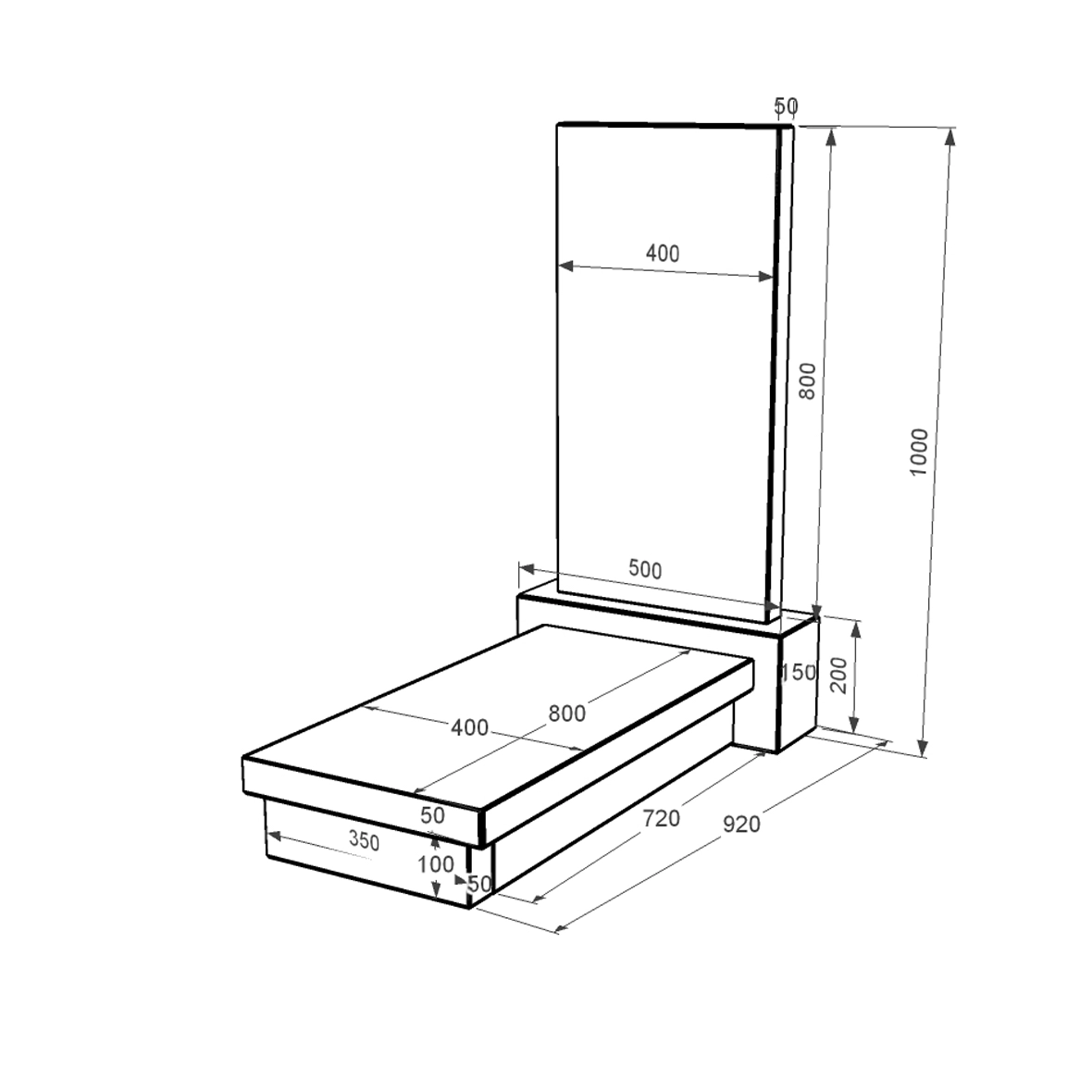 Размеры Гранитный памятник стела 80x40 см одинарный из черного гранита Коростышев без резных работ к10-kor-npf-80-40-05-001