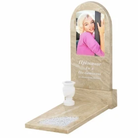 Мармуровий пам'ятник на одного з мармуру Дайна з вирізаним куточком к9-dan-pf-100-50-08-006