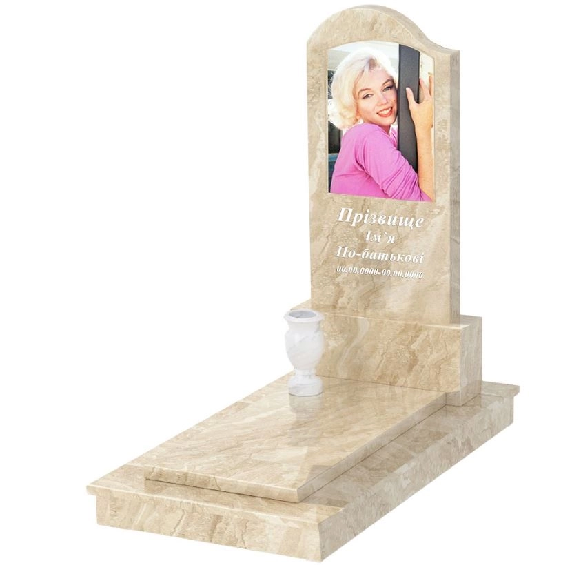 Основне Мармуровий пам'ятник елітний одинарний з мармуру Дайна к7-dan-pf-120-60-08-011-l-ck