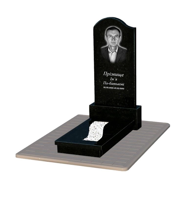 Основное Памятник из гранита с вырезанной полосой одинарный из черного гранита Коростышев с волной резной к23-kor-pf-120-60-08-011-l-pbd3