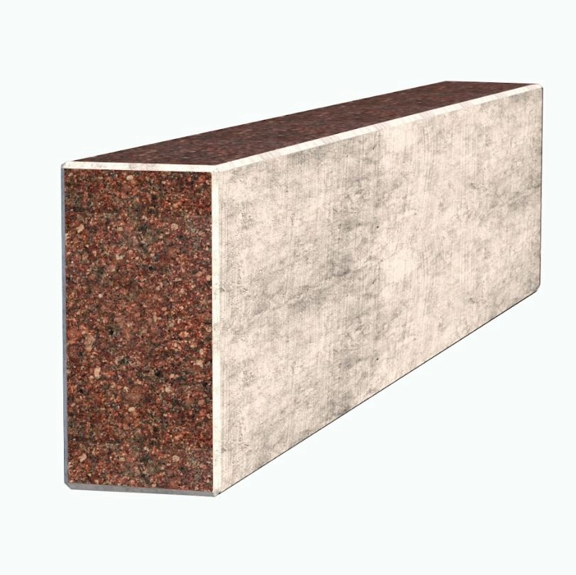 С других сторон Брус для цветника и гробницы из Ток гранита 500x100x50 лицевой (тыльный) с неполированными фасками br-tok-npf-50-10-05