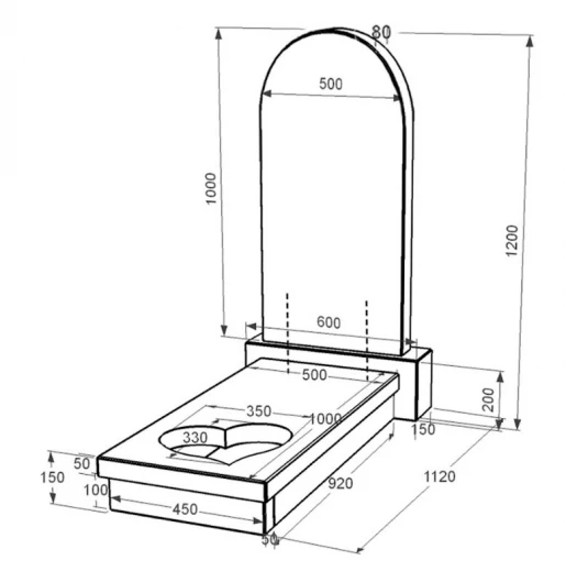 Размеры Гранит надгробие среднего размера одинарное из черного гранита Коростышев с сердцем резная работа к11-kor-pf-100-50-08-006
