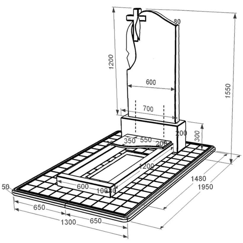 Розміри Гранітний пам'ятник жіночий одинарний із чорного граніту Коростишів з хвилею різьблений к4-kor-pf-120-60-08-142-pbd3