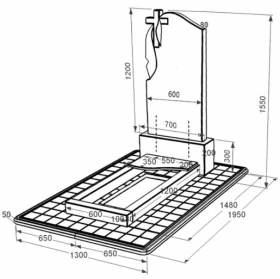 Розміри Гранітний пам'ятник жіночий одинарний із чорного граніту Коростишів з хвилею різьблений к4-kor-pf-120-60-08-142-pbd3