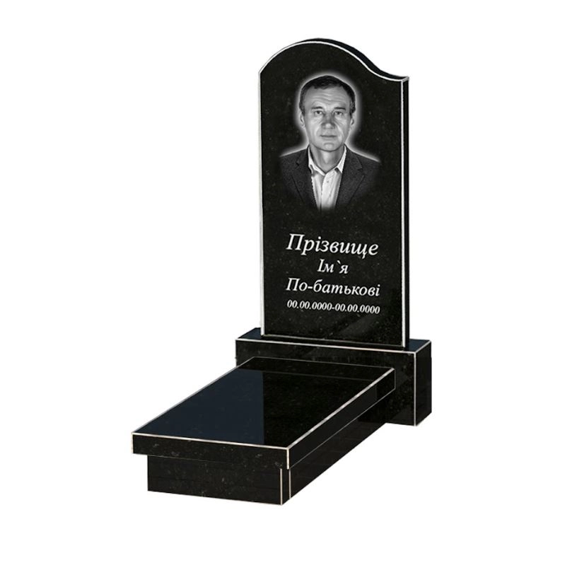 Основне Пам'ятник із граніту батькові одинарний із чорного граніту Коростишів з хвилею різьблений к12-kor-npf-80-40-05-011