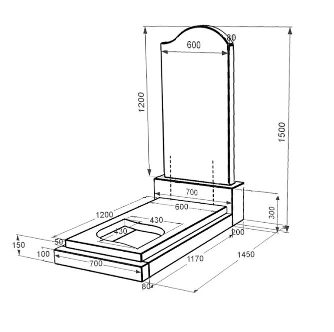 Розміри Гранітний пам'ятник на кладовище одинарний із чорного граніту Коростишів з листом різьблена робота к13-kor-pf-120-60-08-011-r