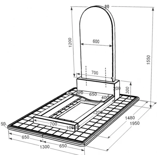 Размеры Гранитный памятник с вертикальным уровнем установки стелы одинарный из черного гранита Коростышев с волной резной к5-kor-npf-120-60-08-006-pbd3