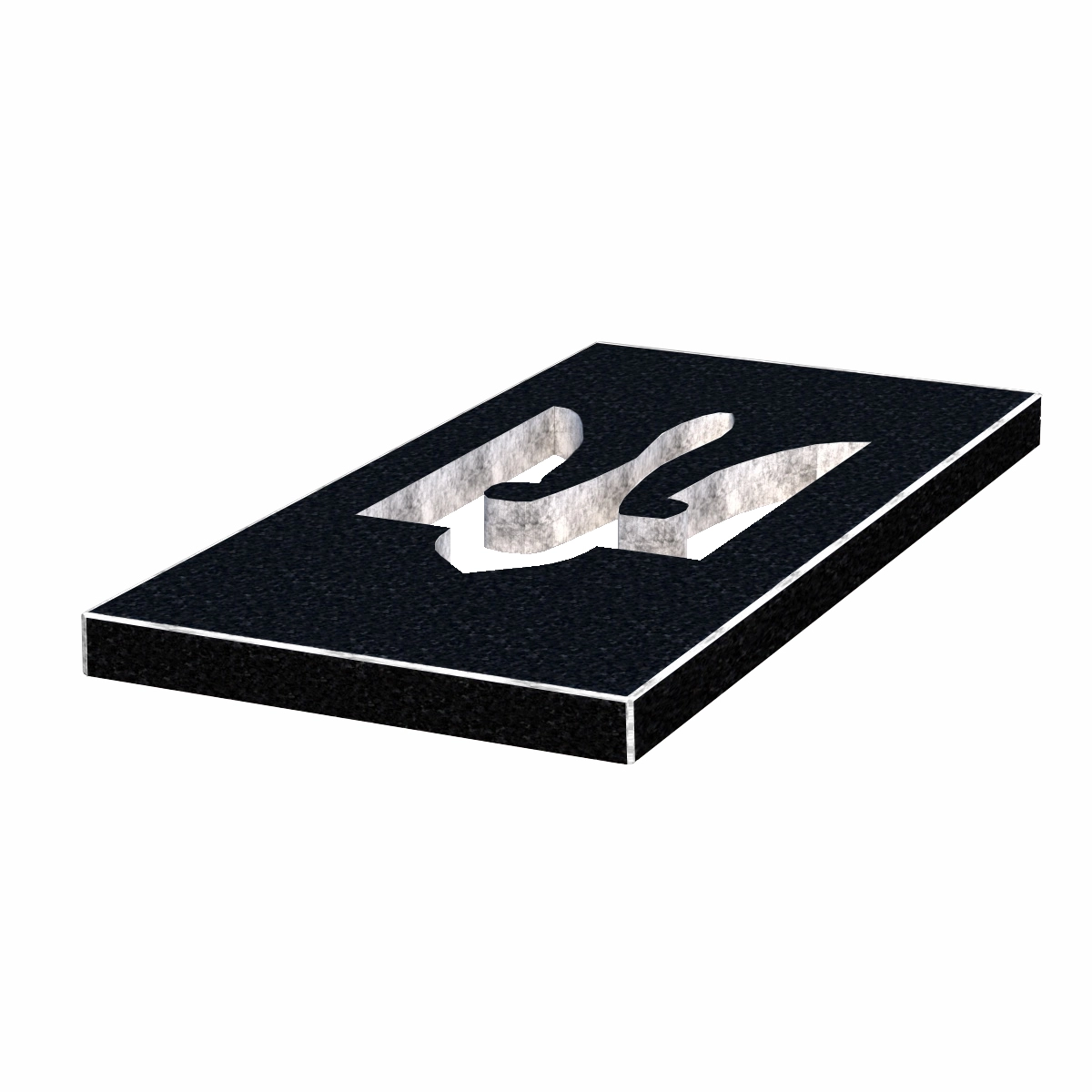 Основне Надгробкова плита (замість квітника) шириною 60 см з граніту плита Тризуб із неполірованими фасками Букинського кар'єру pl-buk-npf-pt-120-60-05-TRIZUB