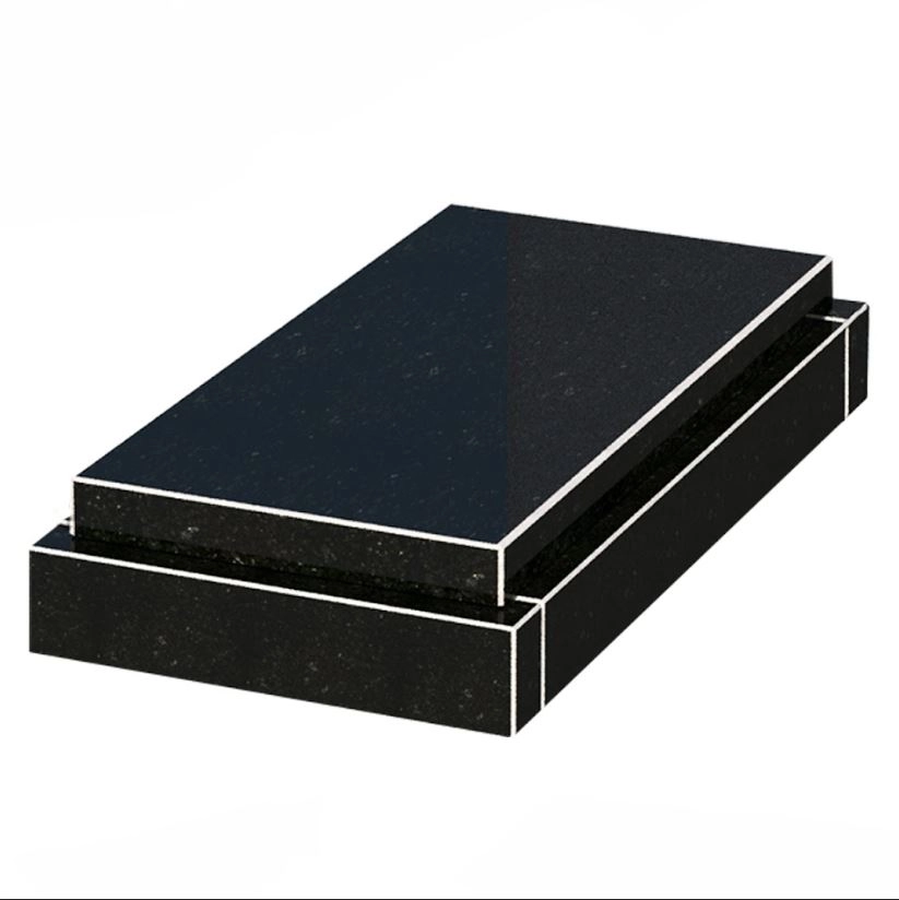 Основне Гробничка на могилу габро 800x400x150 з граніту із неполірованими фасками Коростишівського кар'єру серія Базіс gr-kor-npf-800-400-Bazys-4-st