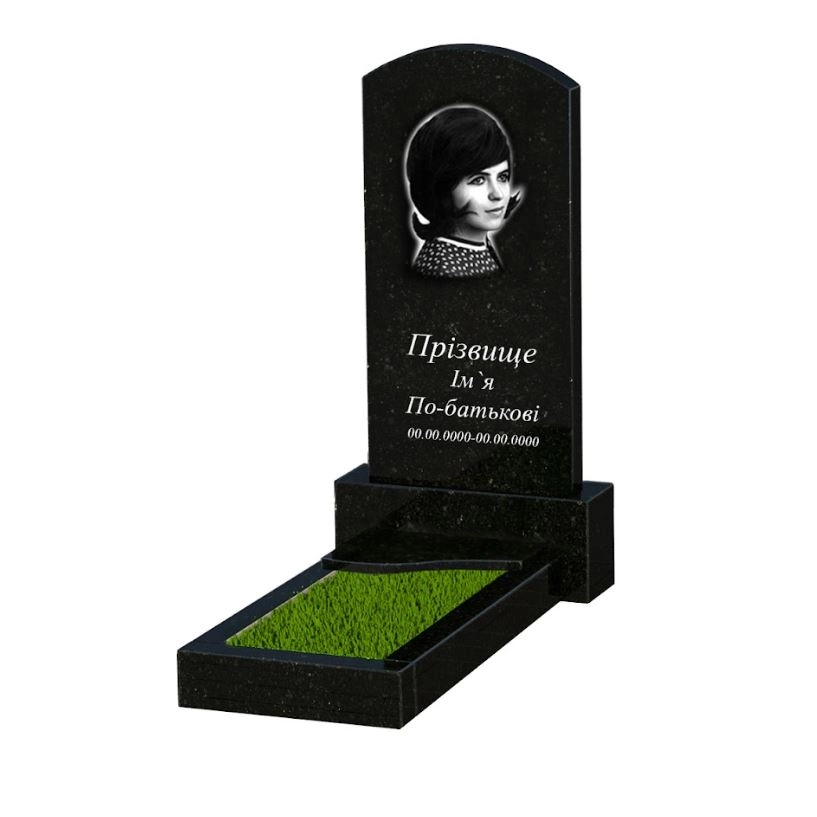 Основне Гранітний пам'ятник з хвилею різьблений одинарний із чорного граніту Коростишів к4-kor-pf-80-40-05-009-l