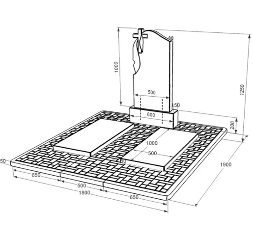 Размеры Памятник из гранита с плащаницей резной двойной из черного гранита Коростышев с крестом резной к17-kor-pf-100-50-08-142-pbd2