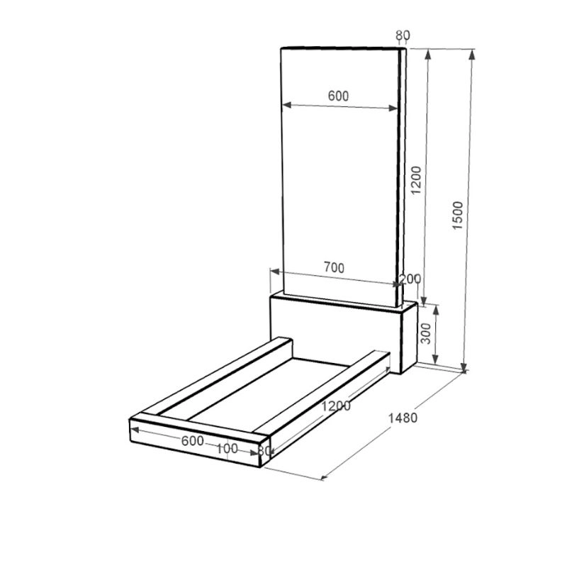 Размеры Гранитная плита на могилу стела 120х60 см одинарная из черного гранита Коростышев без резных работ к1-kor-npf-120-60-08-001