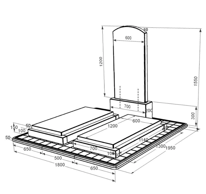 Размеры Памятник из гранита с вертикальным уровнем установки стелы с дугой резной из черного гранита Коростышев Дуга 009 к21-kor-npf-120-60-08-009-pbd3