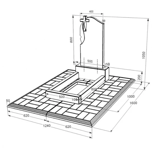 Размеры Гранитный памятник с крестом резная работа одинарный из черного гранита Коростышев с плащаницей резной к2-kor-pf-80-40-05-142-pbd1