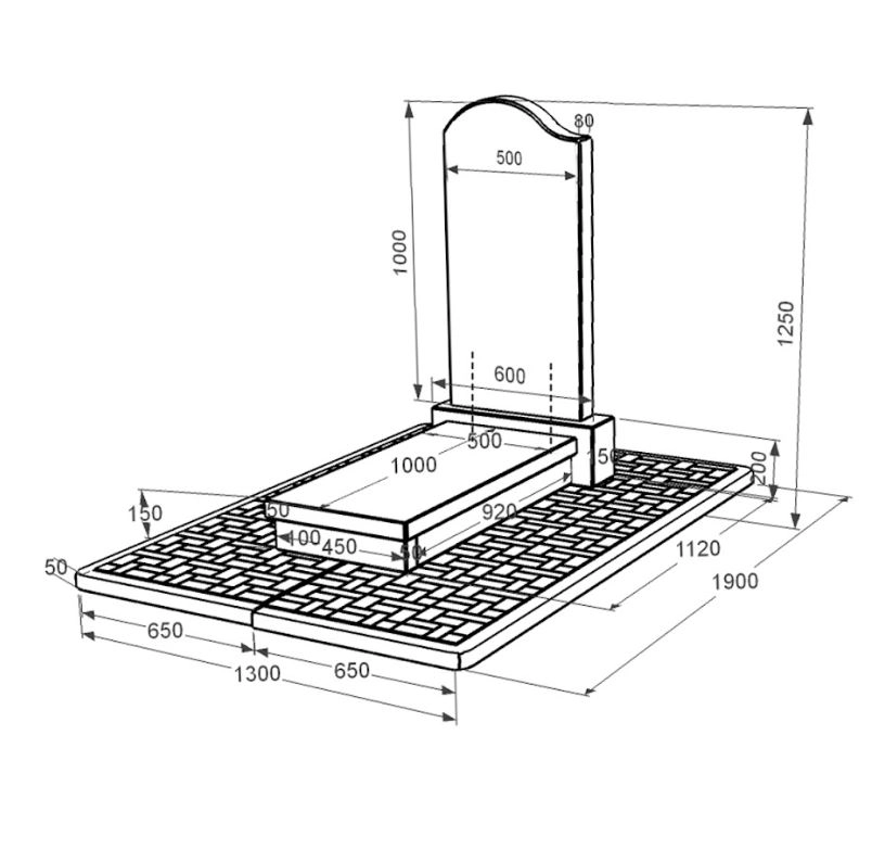 Розміри Гранітний пам'ятник габро одинарний із чорного граніту Коростишів з хвилею різьблений к10-kor-npf-100-50-08-011-l-pbd2