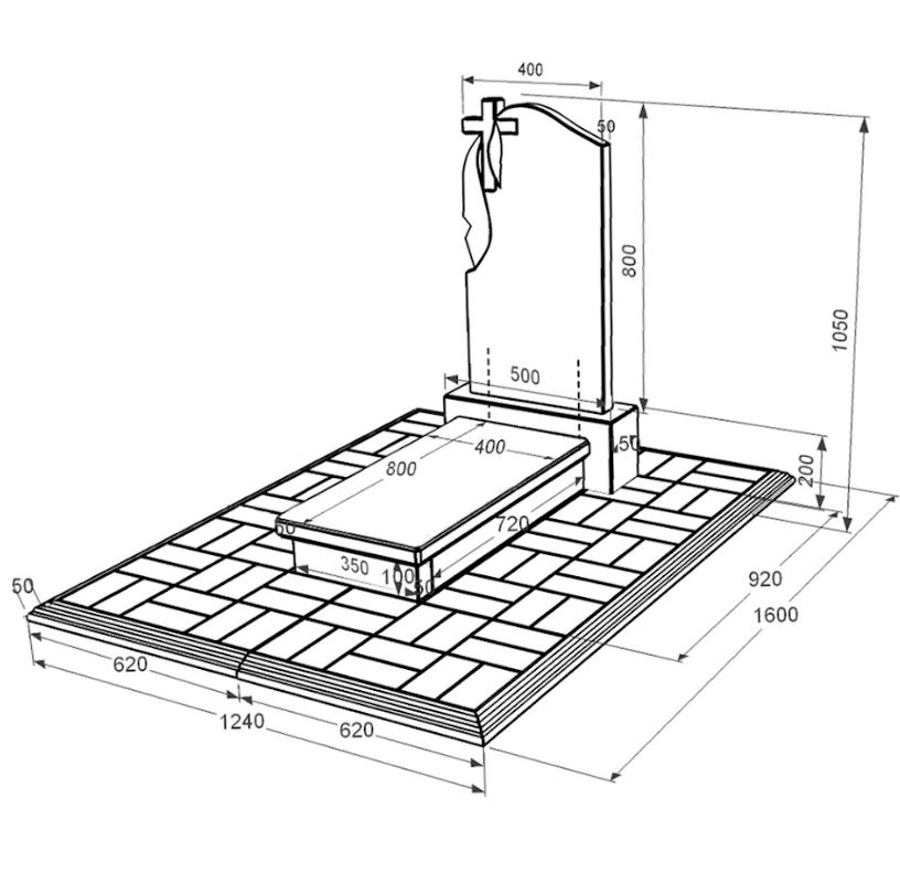 Розміри Гранітний пам'ятник жіночі одинарний із чорного граніту Коростишів з хрестом різьблений з плащаницею різьблений к10-kor-npf-80-40-05-142-pbd1
