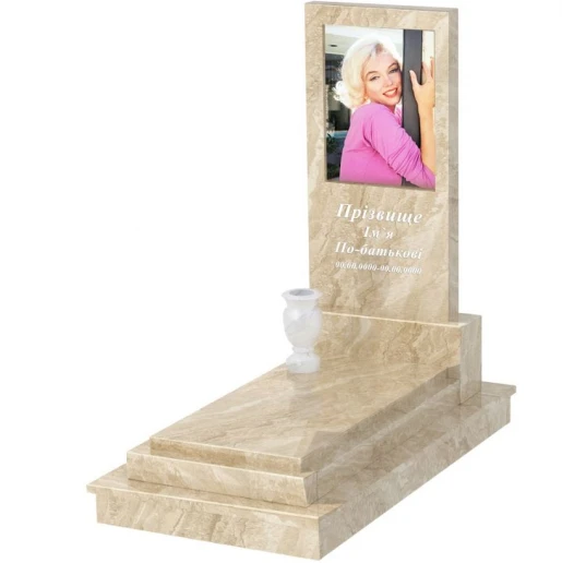 Мармуровий пам'ятник з повним поліруванням сторін з мармуру Дайна без різьблених робіт к12-dan-pf-120-60-08-001-ck