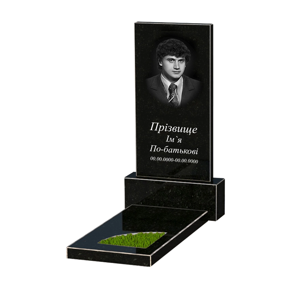 Основное Памятник из гранита Коростышевского карьера одинарный из черного гранита Коростышев с вырезанным уголком к9-kor-npf-80-40-05-001