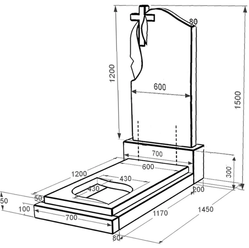 Розміри Гранітний надгробок на могилу для доньки одинарний із чорного граніту Коростишів з листом різьблена робота к13-kor-pf-120-60-08-142