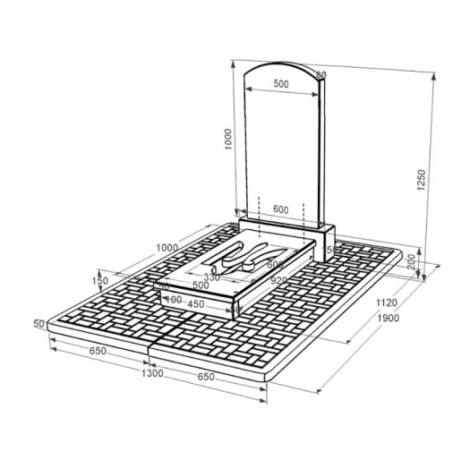Размеры Одинарный гранитный памятник с Трезубом вырезанным из черного гранита Коростышев Дуга 009 к8-kor-pf-100-50-08-009-pbd2