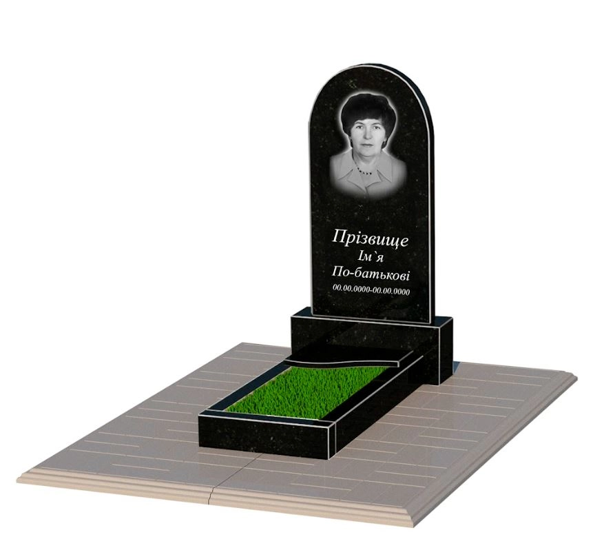 Основне Гранітний пам'ятник мамі одинарний із чорного граніту Коростишів з хвилею різьблений к4-kor-npf-80-40-05-006-l-pbd1