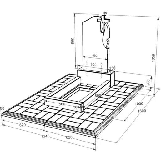 Размеры Гранитный памятник маленького размера одинарный из черного гранита Коростышев с крестом и плащаницей резной к2-kor-npf-80-40-05-142-r-pbd1