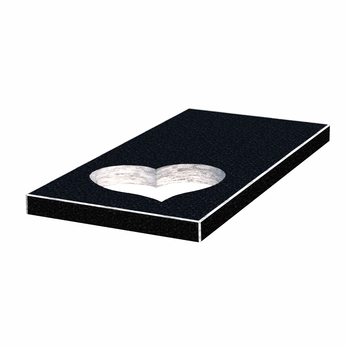 Основне Надгробна плита замість квітника на кладовище  з граніту серія Серце із неполірованими фасками Букинського кар'єру ліві pl-buk-npf-pt-80-40-05-SERCE-l