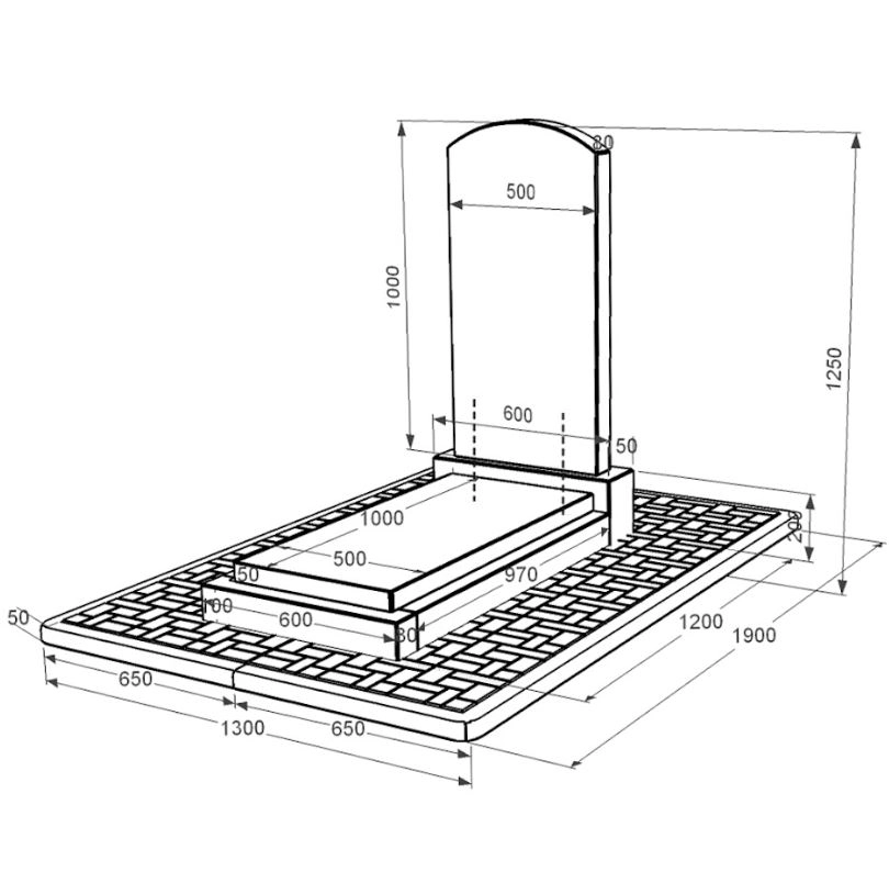 Розміри Гранітний пам'ятник для могили одинарний з дугою різьблений із чорного граніту Коростишів Дуга 009 к12-kor-pf-100-50-08-009-pbd2