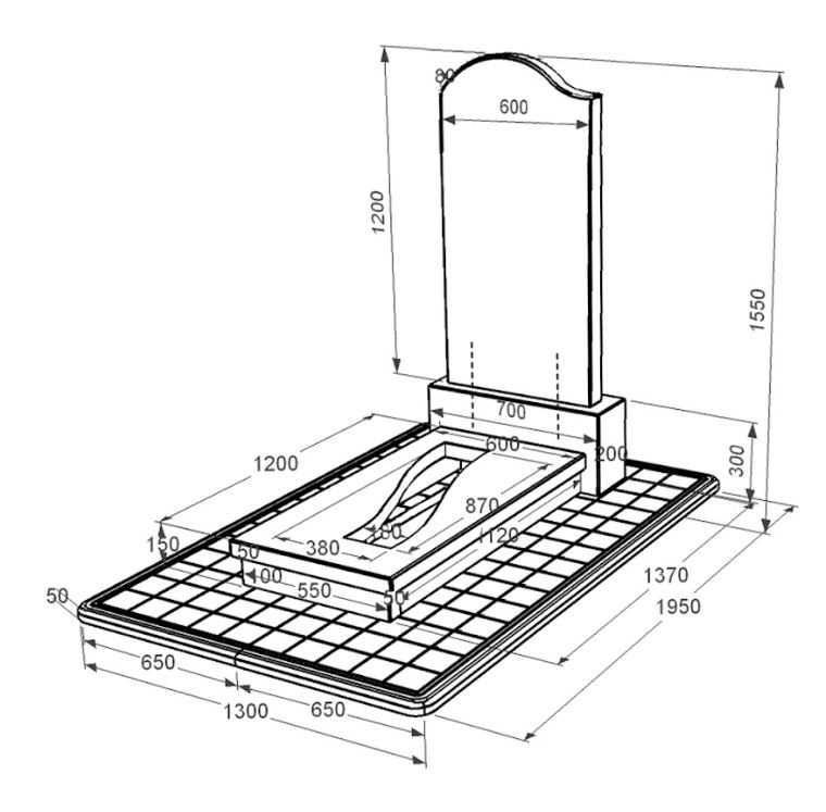 Размеры Памятник из гранита с вырезанной полосой одинарный из черного гранита Коростышев с волной резной к23-kor-pf-120-60-08-011-l-pbd3