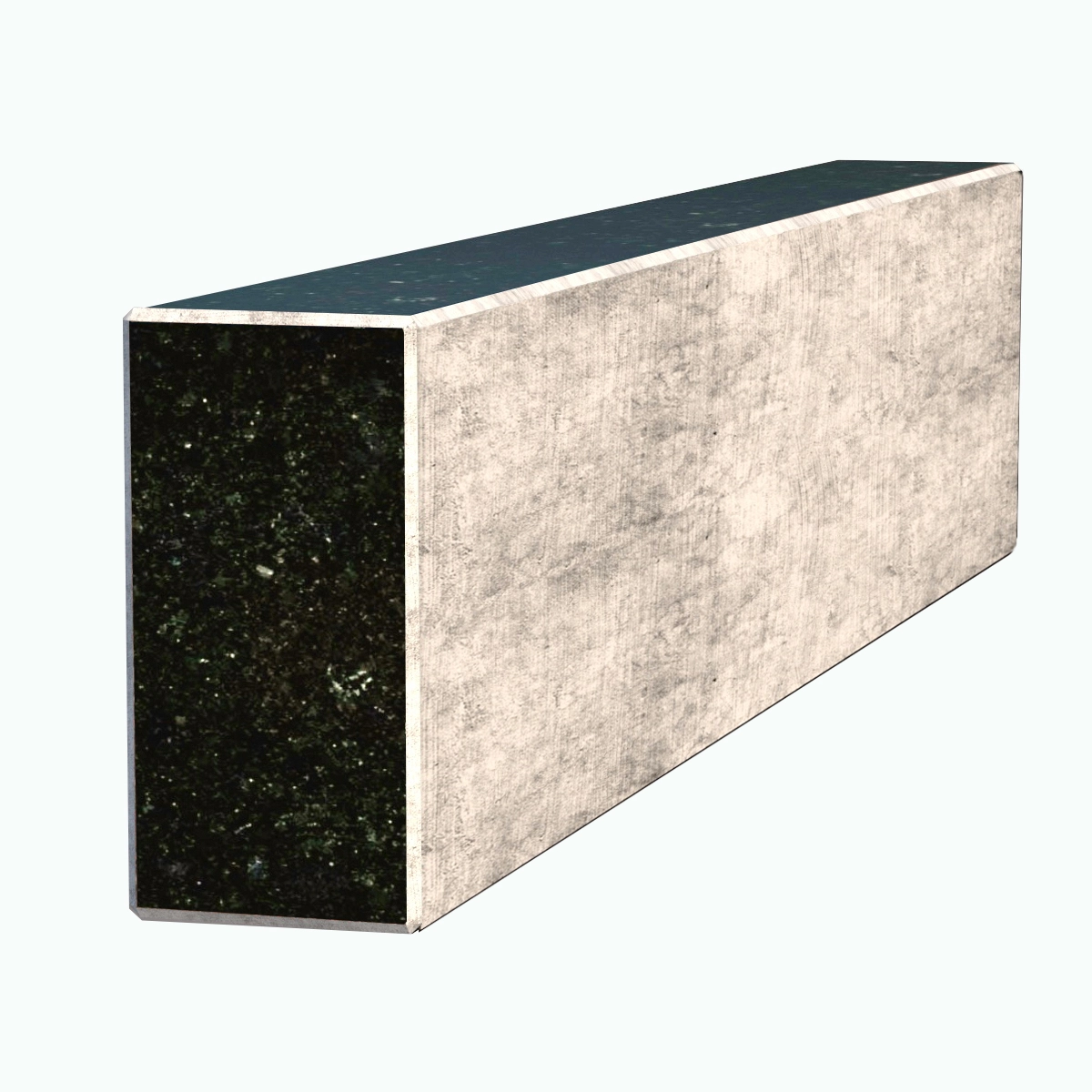 С других сторон Брус для цветника на могилу прямоугольный  из гранита лицевой с не полированными фасками Коростышевского карьера br-kor-npf-40-10-05