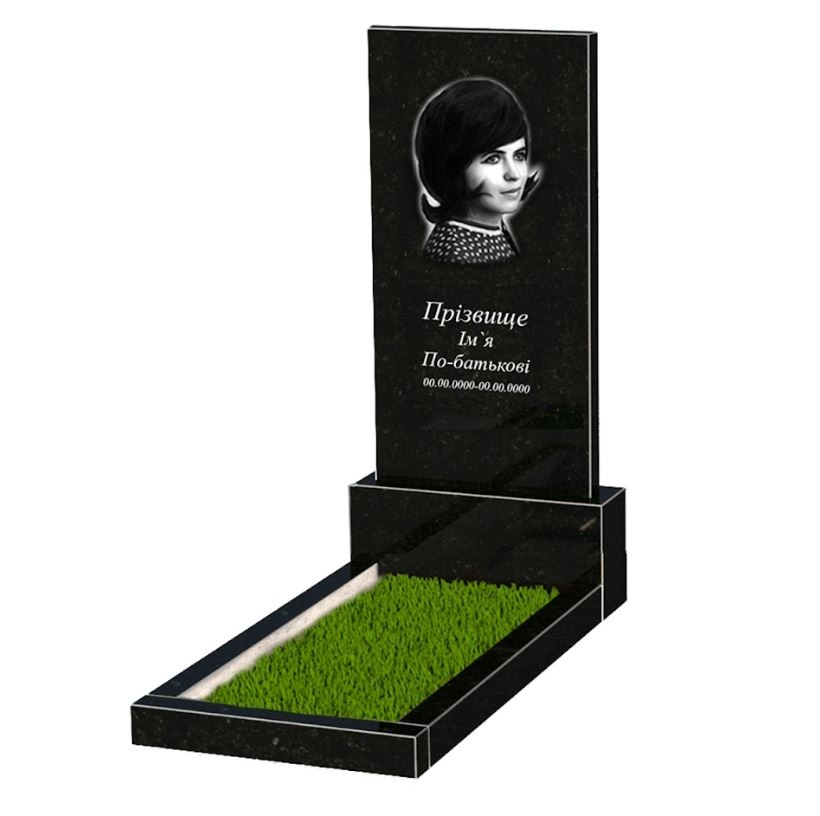 Основне Гранітний пам'ятник високий одинарний із чорного граніту Коростишів без різьблених робіт к2-kor-npf-120-60-08-001