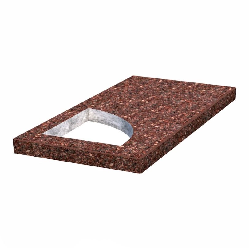 Основне Надгробна плита коричнева 1000x500x50 з Токівського граніту з полірованими фасками плита Куточок ліва pl-tok-pf-pt-100-50-05-KUT-l