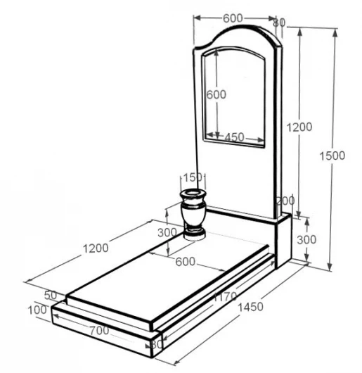 Розміри Пам'ятник із мармуру бежевого кольору з мармуру Дайна з хвилею різьблений к12-dan-pf-120-60-08-011-r