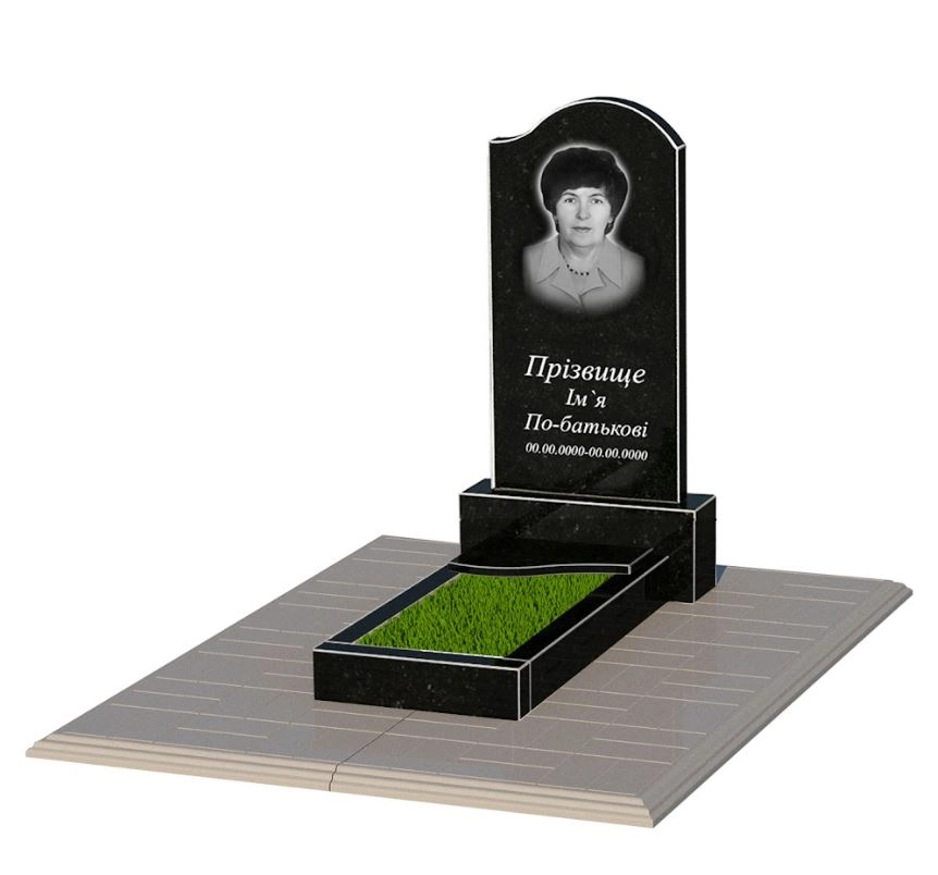 Основное Гранитный памятник высотой 100 см одинарный из черного гранита Коростышев с волной резной к4-kor-npf-80-40-05-011-r-pbd1