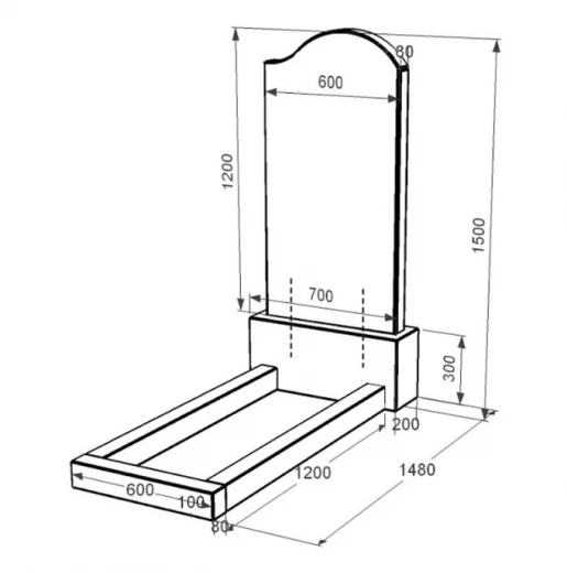 Розміри Гранітний пам'ятник з декоруванням штучною травою одинарний із чорного граніту Коростишів з хвилею різьблений к1-kor-npf-120-60-08-011-r