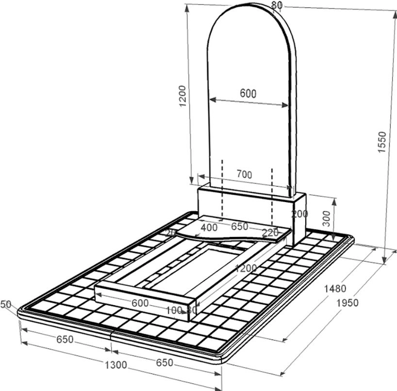 Размеры Гранитный памятник с 1 надгробием одинарный из черного гранита Коростышев с волной резной к3-kor-npf-120-60-08-006-pbd3