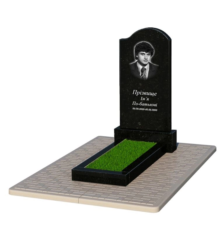 Основное Памятник из гранита с цветником одинарный из черного гранита Коростышев с волной резной к1-kor-pf-100-50-08-011-r-pbd2