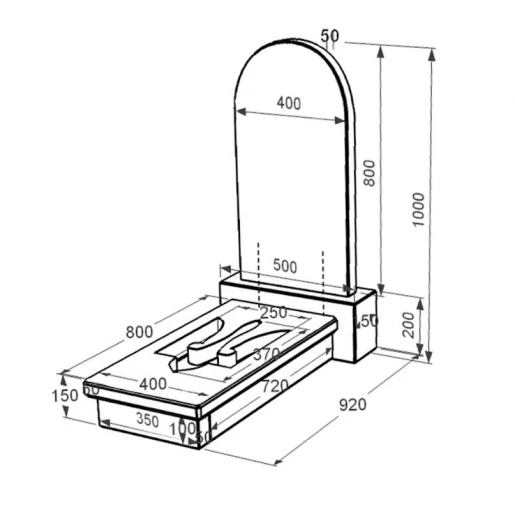 Размеры Памятник из гранита полукруглой формы одинарный из черного гранита Коростышев с Трезубом вырезанным к8-kor-npf-80-40-08-006