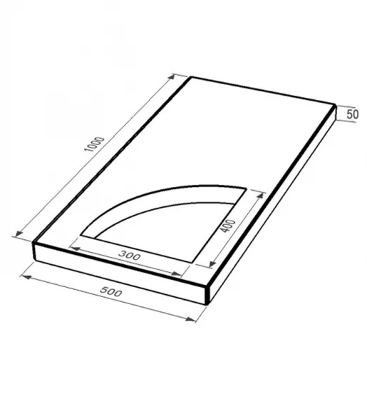 Размеры Надгробная плита бежевая 1000x500x50 из мрамора Дайна с полированными фасками плита Уголок правая pl-dan-pf-pt-100-50-05-KUT-r