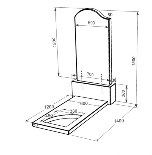 Размеры Гранитный памятник стела 120х60 см одинарный из черного гранита Коростышев с волной резной с уголком к9-kor-npf-120-60-08-011