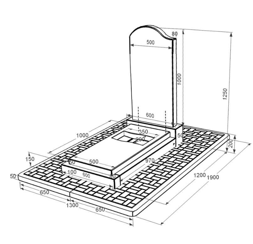 Розміри Пам'ятник із граніту з вирізаним прапором одинарний із чорного граніту Коростишів к6-kor-npf-100-50-08-011-l-pbd2